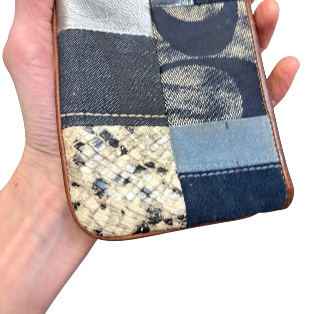 Coach vintage y2k denim patchwork wristlet wallet clutch bag